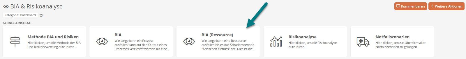 Schnelleinstieg BIA (Ressourcen)