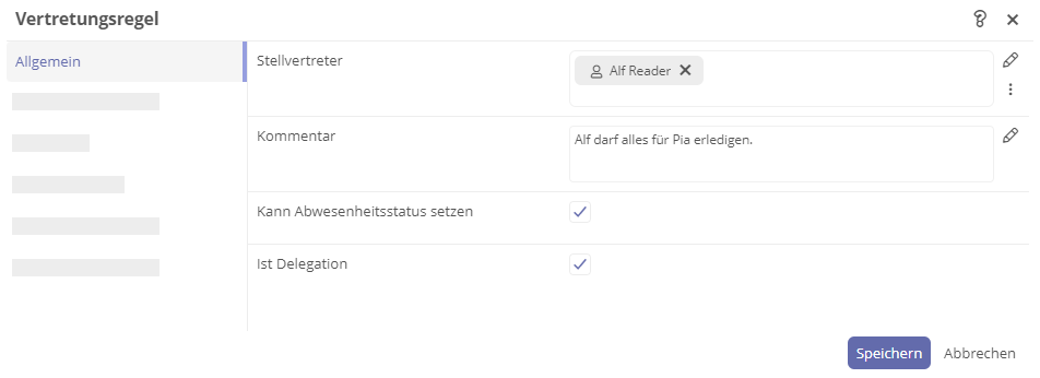 Vertretungsregel als Administrator setzen