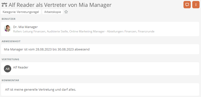 Objektformat zur Vertretung