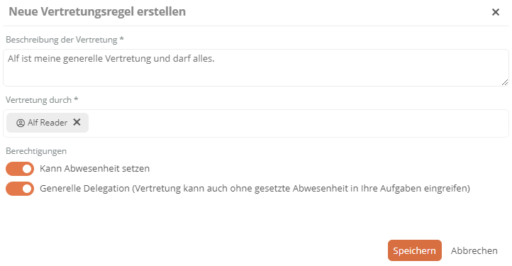 Dialog Neue Vertretungsregel erstellen