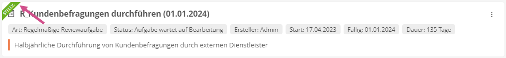 Kennzeichnung einer Vertretungsaufgabe in Meine Aufgaben