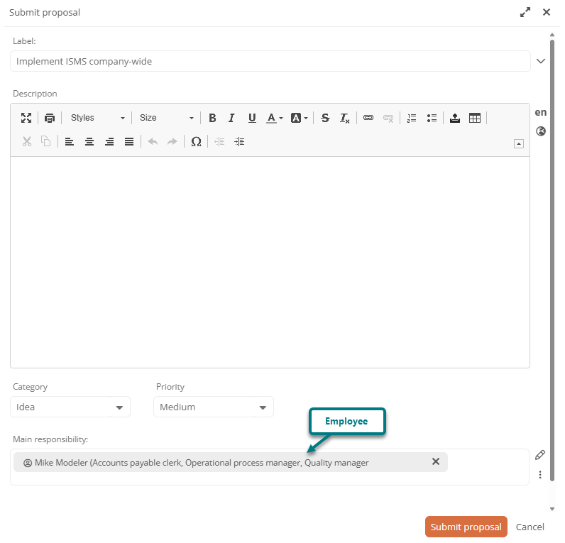 Employees assigned to main responsibility